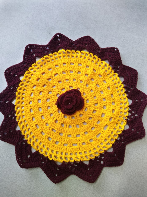 Handmade Crochet Doily with Rose