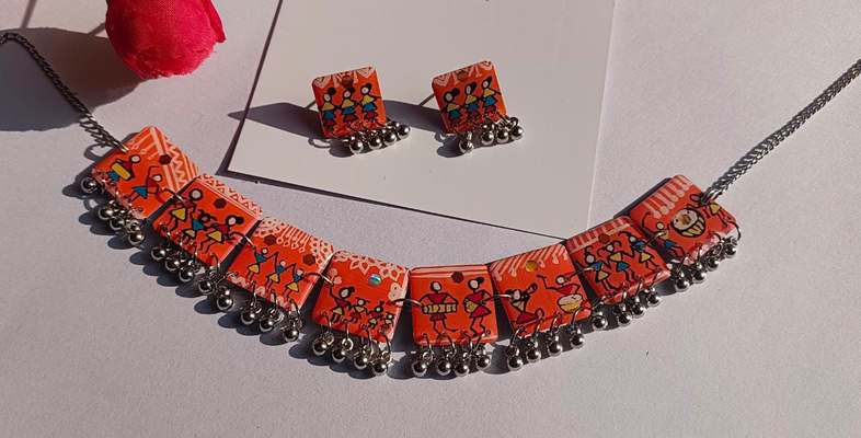 Handmade Printed Art Resin Choker